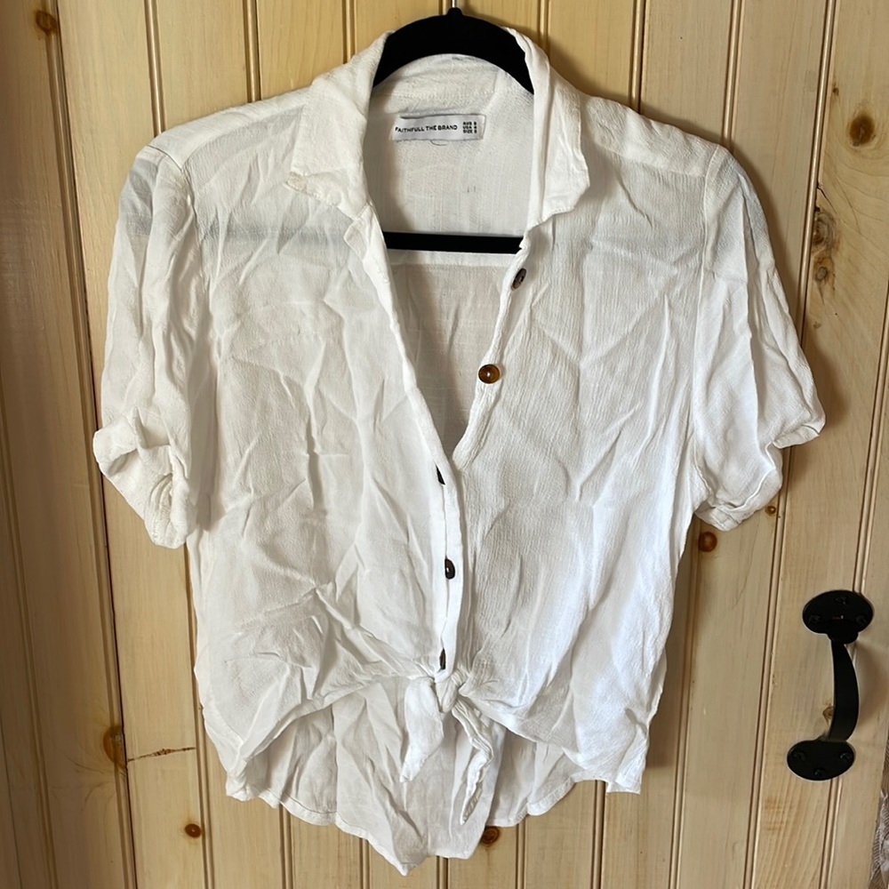 Faithfull the brand white tie crop top / small / 4